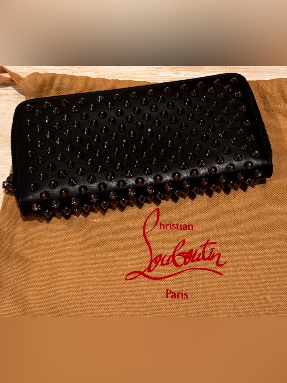 Christian Louboutin Black Studded Zip Clutch - Picture 2 of 5